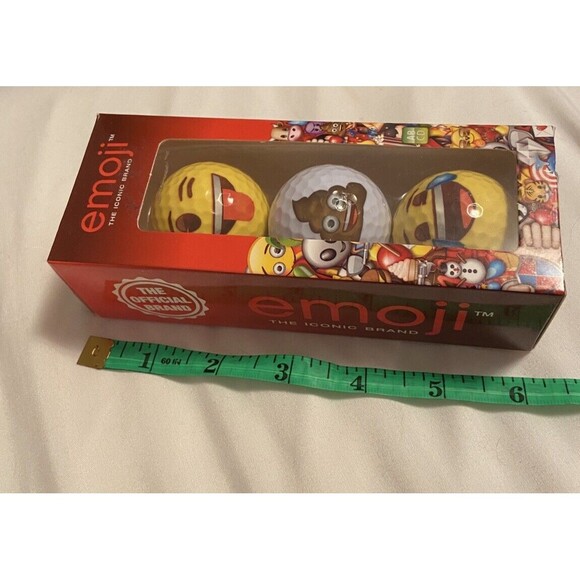 Emoji The Iconic Brand 3pk Golf Balls Wink Poop CryingLaughter Funny Golfing Set - Picture 11 of 11